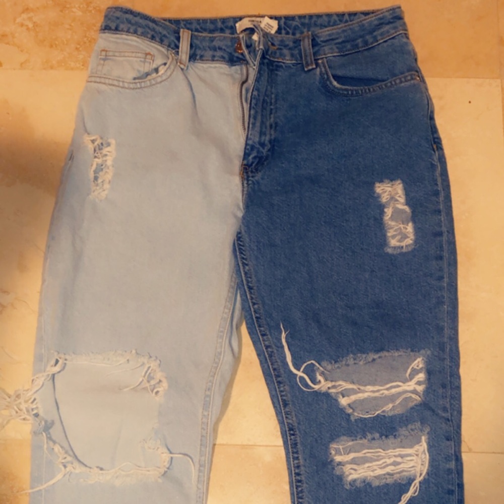 Half light wash/ dark wash boyfriend jeans